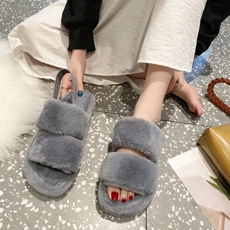 Women’s Cozy Flat Fuzzy Indoor Sandals