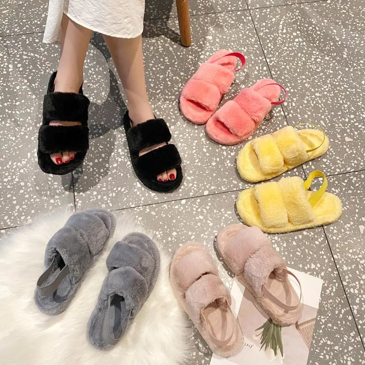 Women’s Cozy Flat Fuzzy Indoor Sandals