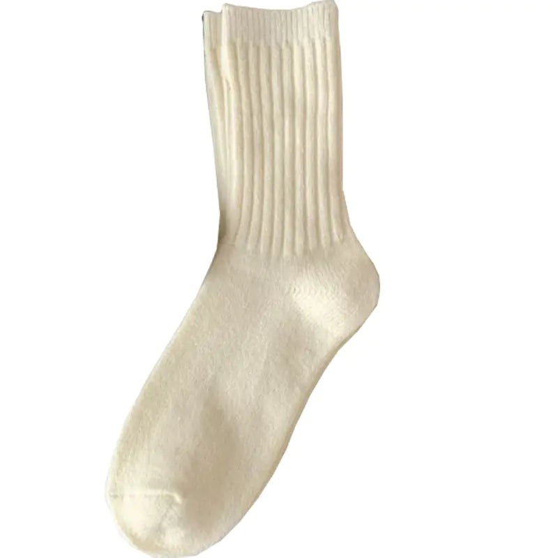 Cozy White Wool Socks – Thick, Warm & Mid-Calf for Women