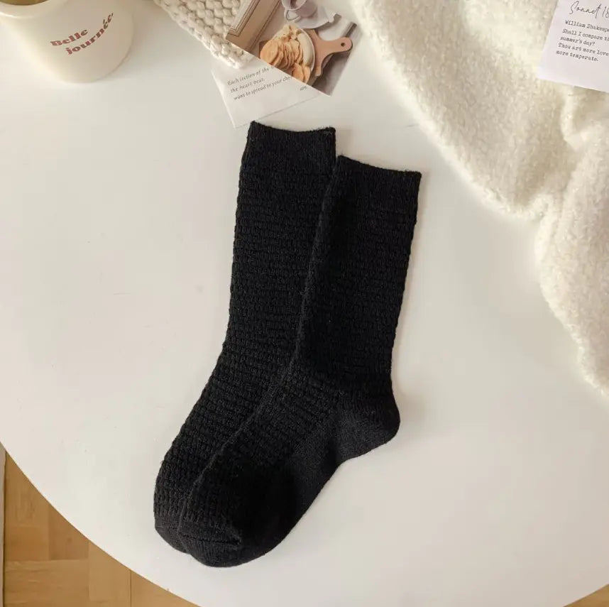 Cozy White Wool Socks – Thick, Warm & Mid-Calf for Women